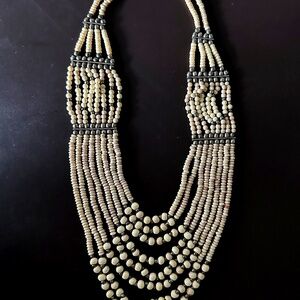 Multi-Strand Bone Necklace w/SS Stations